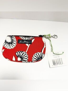 Vera Bradley Retired “Deco Daisy” Red Floral Zip ID Pouch